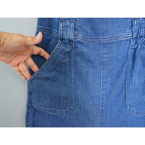 Guess Women Demin Frayed Flare Leg Bib Overalls 10 Farm 70s Y2K Style Western - Picture 8 of 15